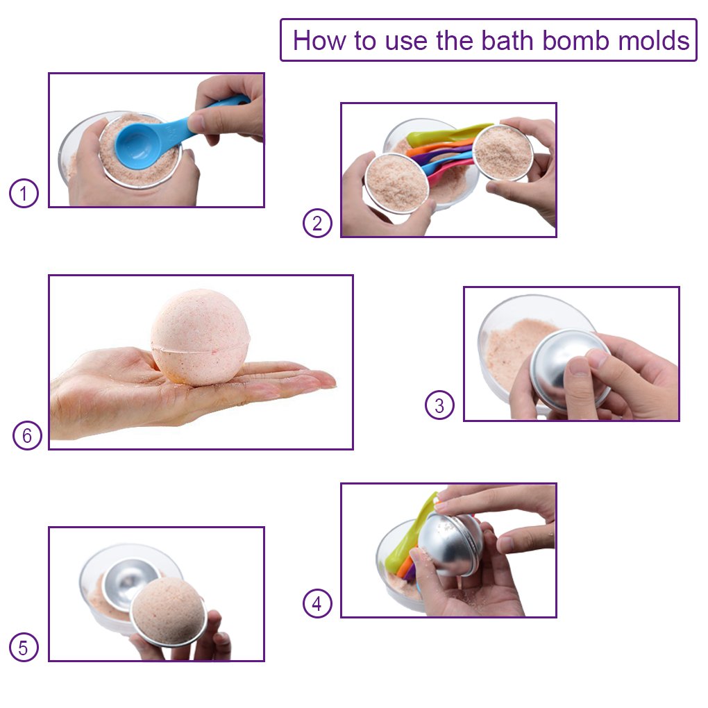 Bath Bomb Mold Set 228 Pieces - 200 Packs Shrink Wrap Bags,12 Pieces of DIY Metal Mould,Spoons,Gift Bags,Mini Heat Sealer (Instruction Included) Smarimple