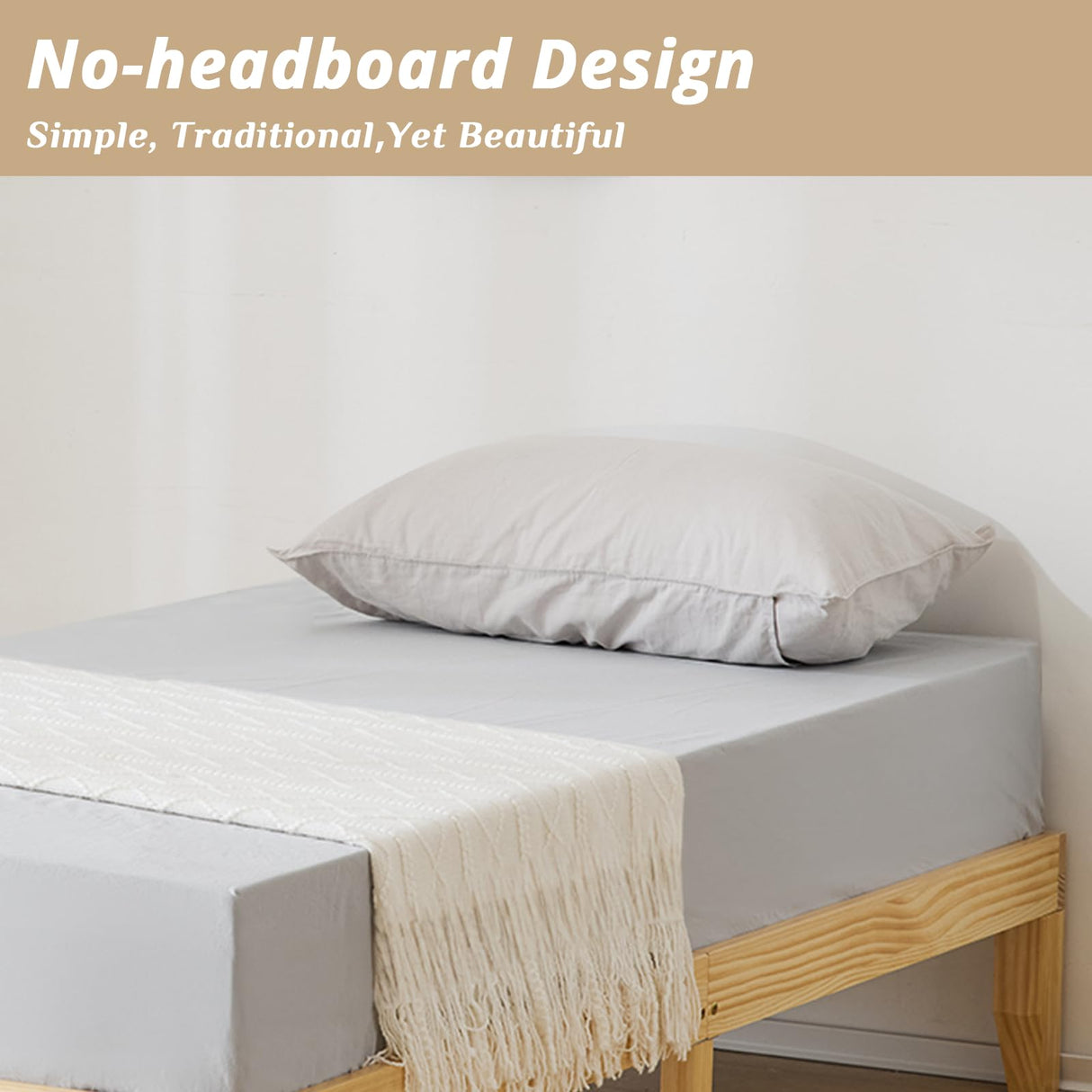 Karl home 12 Inches Wood Platform Bed Frame, Twin Bed Frame, Solid Wood Foundation with Wood Slat Support,Easy Assembly No Box Spring Needed (Natural) Karl home