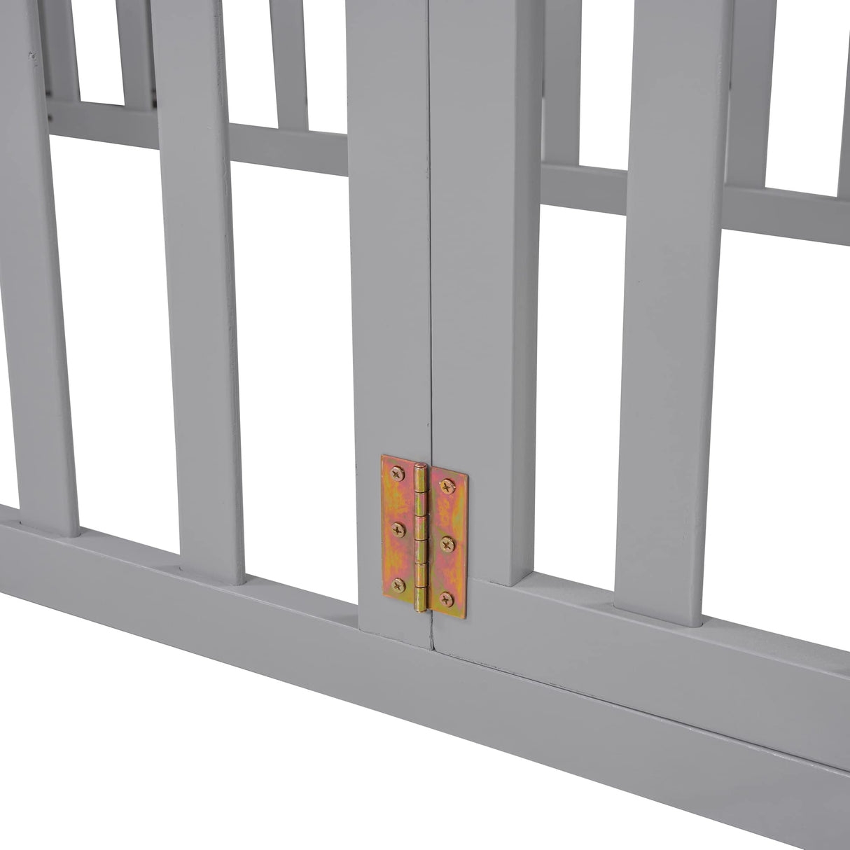 Okak Twin Size Montessori Floor Bed with Safety Guardrails and Playful Door, Light Gray Okak