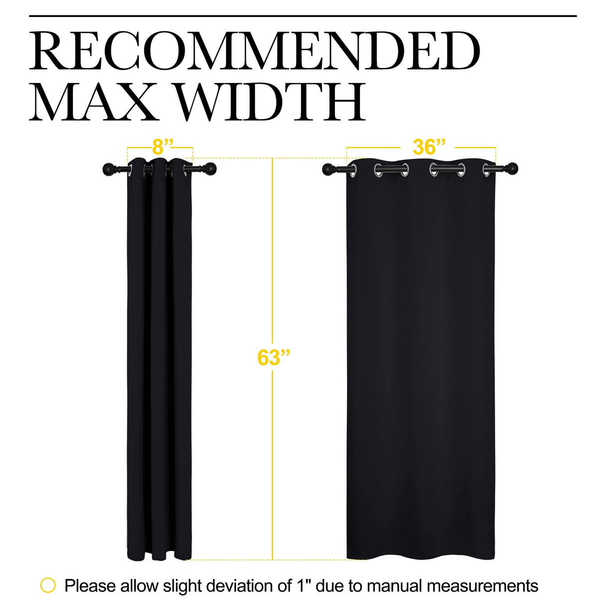 NICETOWN Halloween Pitch Black Solid Thermal Insulated Grommet Blackout Curtains/Drapes for Bedroom Window (2 Panels, 42 inches Wide by 63 inches Long, Black) NICETOWN