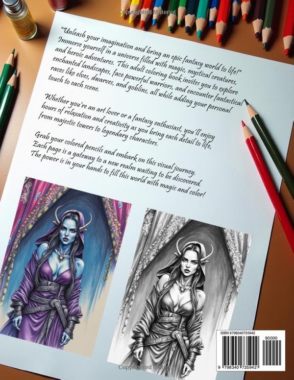 Fantasy Adult Coloring Book Vol. 1: For Lovers of Epic Adventures, Mythical Creatures, and Legendary Realms – Explore Depth, Detail, and Creativity WoodArtSupply
