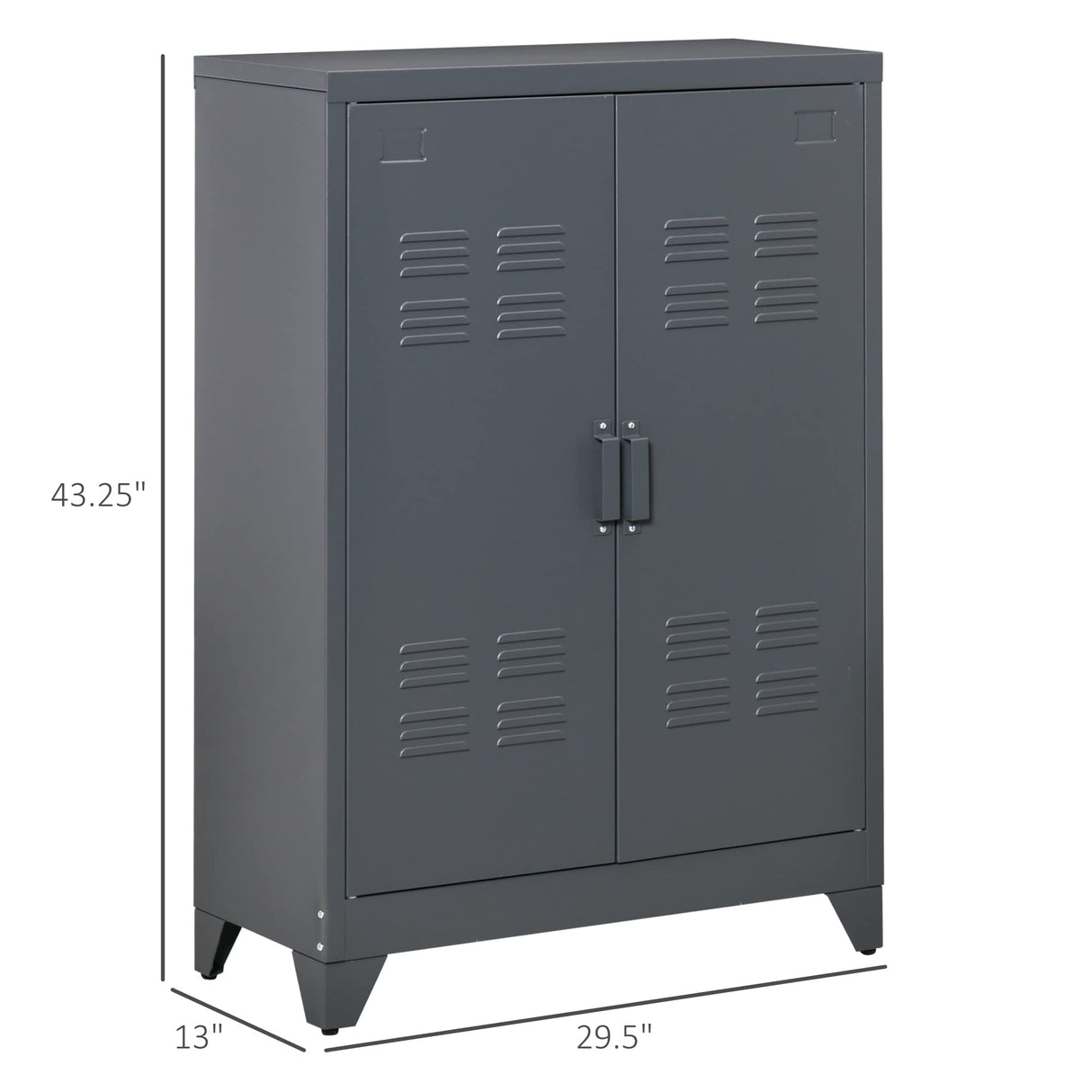 HOMCOM Industrial Storage Cabinet, Steel Garage Cabinet with Double Doors and Adjustable Shelves, Grey HOMCOM