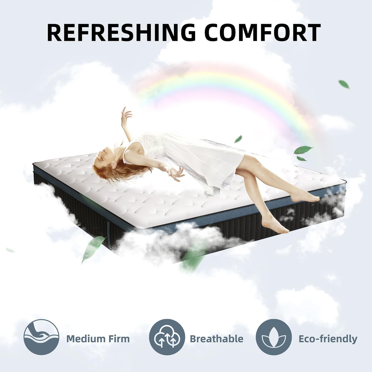 VERHOPE Full Size Mattress,14 inch Full Mattress in a Box,Motion Isolation with Individually Pocket Spring,Medium Firm Memory Foam Hybrid Mattress,Edge Support,CertiPUR-US VERHOPE