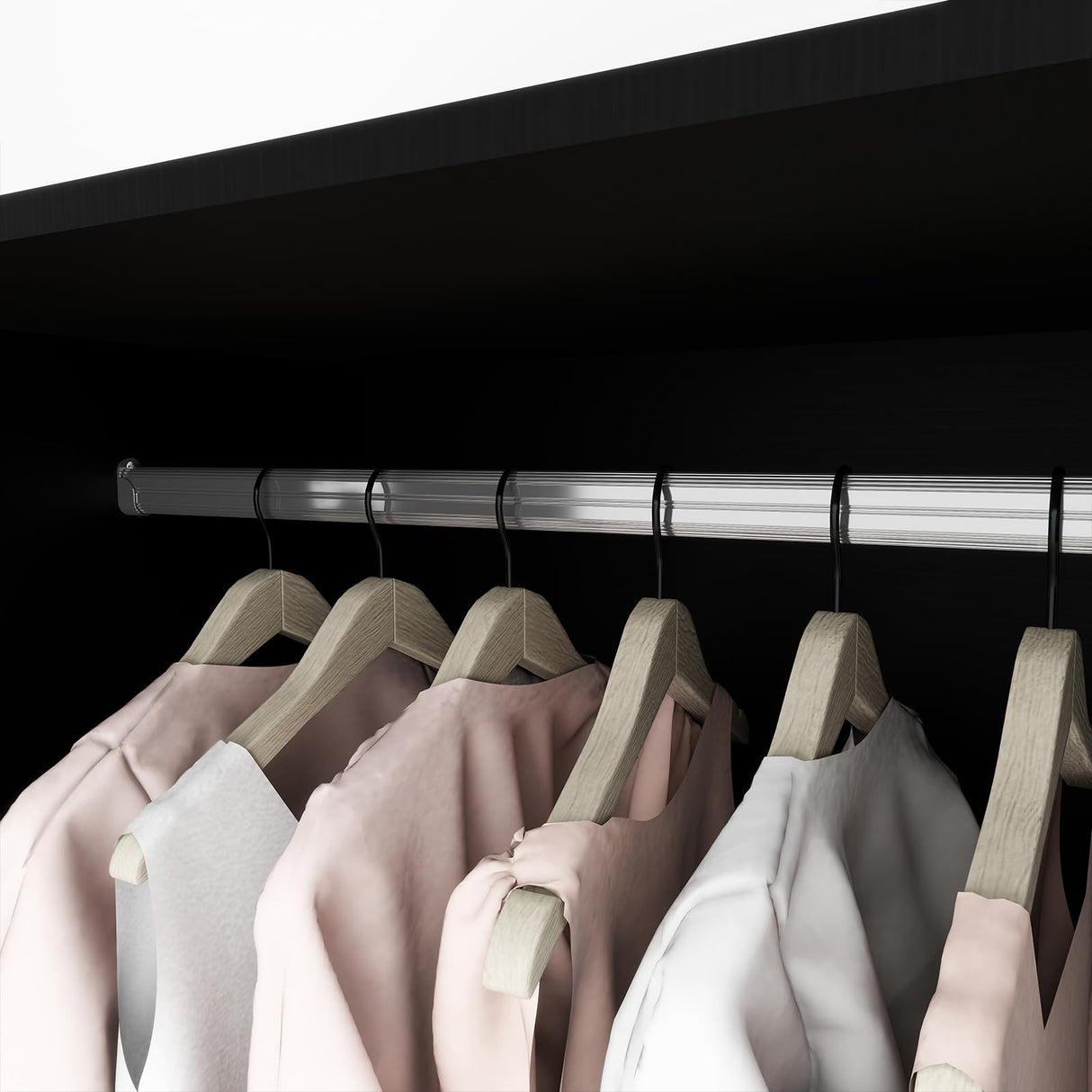 Keloyid Modern 2 Door Armoire Wardrobe Closet with Glass Door, 2 Drawers, Hanging Rod & Shelves, Black, 20.47 x 31.49 x 70.86 inches, Bedroom Keloyid