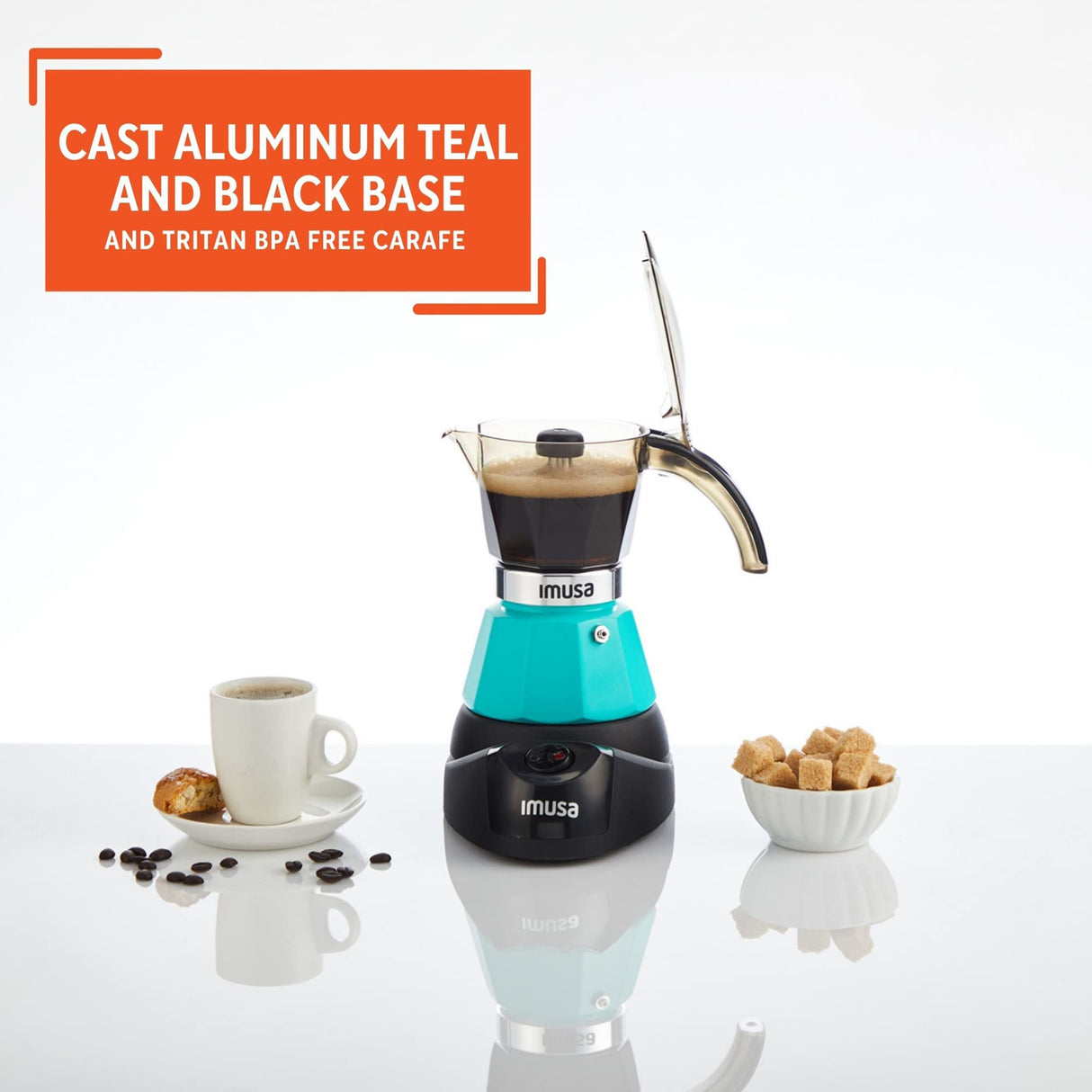 Imusa 3 or 2cup Electric Espresso Maker, Teal Imusa