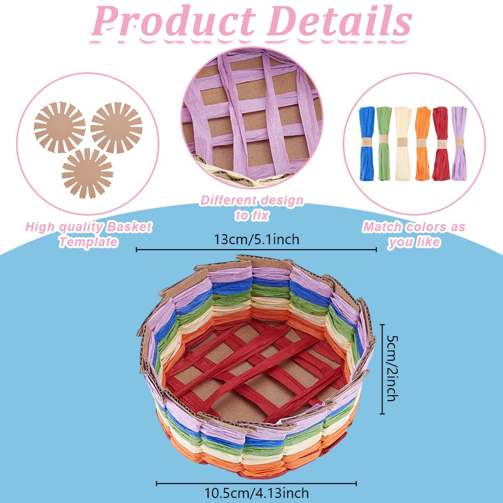 FREEBLOSS 12 Set Basket Making Kit Creative Raffia Basket with Instruction Easter Basket Making Kit Basket Weaving Supplies for Adults Creative Woven Bowl Kits for Easter Activities 8 * 8'' Template FREEBLOSS