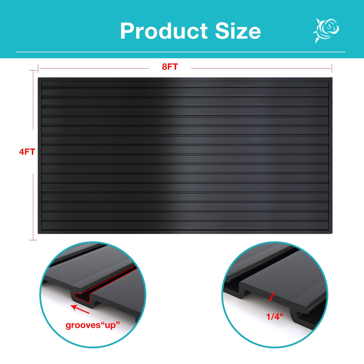 NeatiEase Slatwall Panel Wall Storage Systems, 4 x 8ft Slat Wall Paneling Garage Wall Organizer, Heavy Duty Wall Mounted PVC Wall Rack (Black) NeatiEase