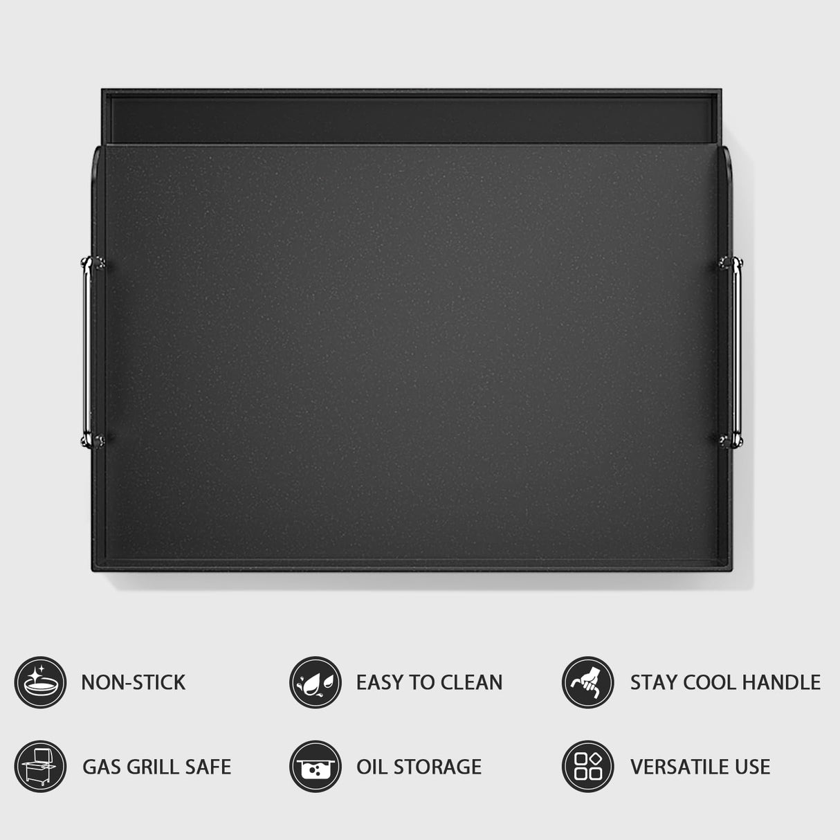 Utheer 17" x 13" Nano-Ceramic Nonstick Griddle for Gas & Charcoal Grills – Universal Flat Top Griddle with Grease Groove/Reinforced Ridges/High Sidewalls, Perfect for Healthy Cooking,Parties & Camping Utheer