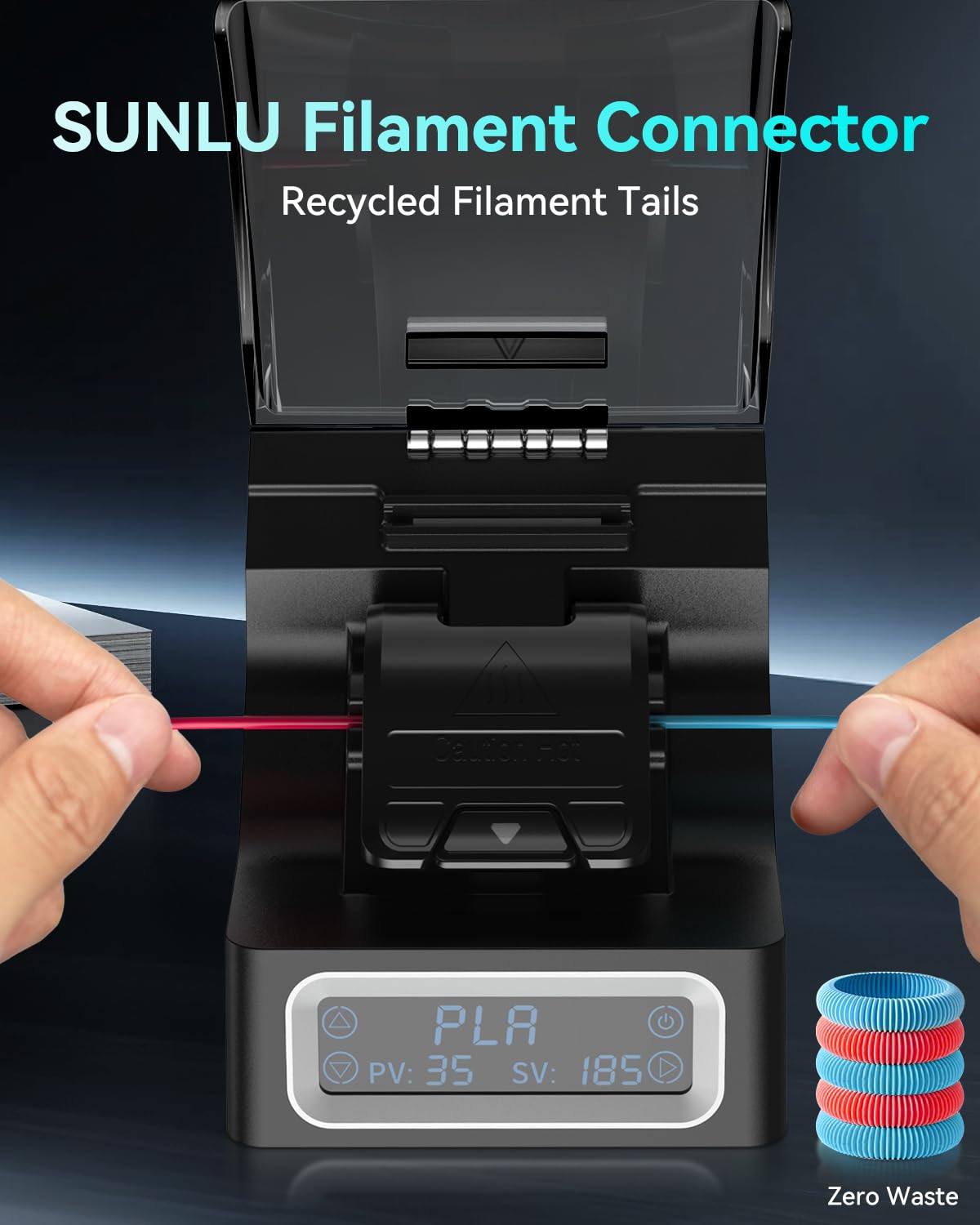 SUNLU Official Filament Connector, Fast Heating Filament Connector for 3D Printer Filament 1.75mm, Up to 240°C, Compatible with PLA PETG TPU ABS PA Nylon, Easy to Use, Pack with 200PCS PTFE Sleeve SUNLU