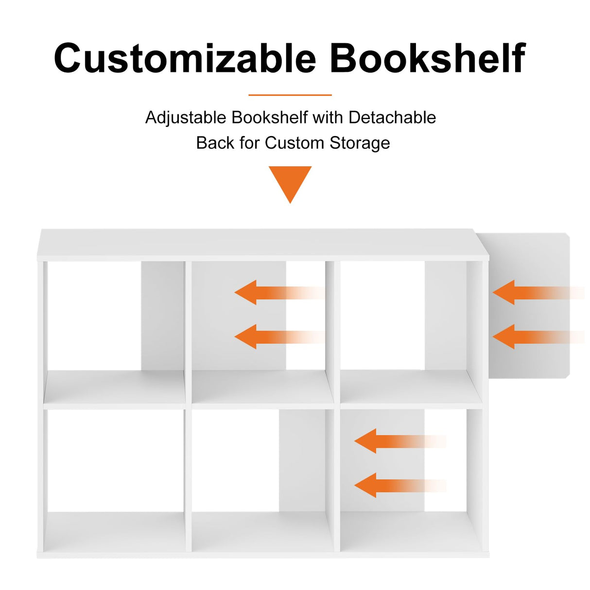 Sweetcrispy 6 Cube Storage Organizer - Open Cube Bookshelf with 3 Removable Back Panels, Display Storage Bookcase for Living Room, Bedroom, Entrance Hall, Home Office,36" L×11.6" W×24" H, White Sweetcrispy