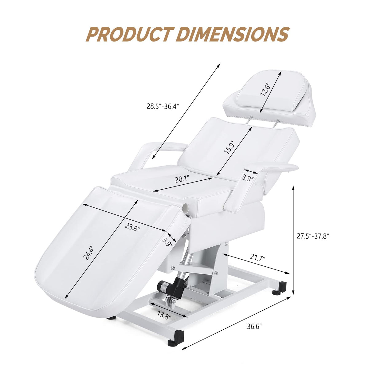 OmySalon Fully Electric Salon Facial Bed Chair, Multi-Purpose Massage Tattoo Lash Waxing Table, Height Backrest Footrest Adjustable, for Beauty Barber Spa (White) OmySalon