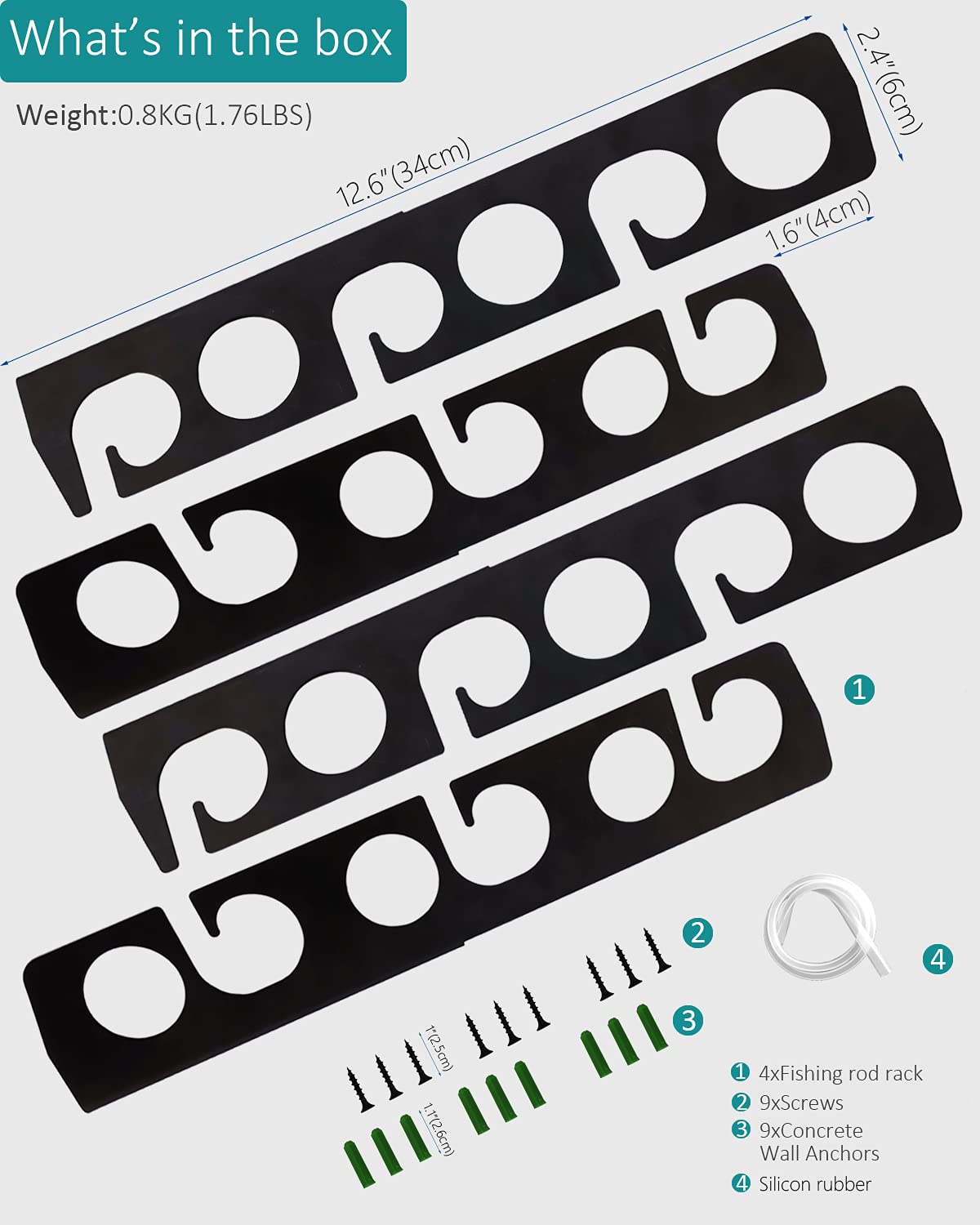 WIPHANY Pvc,Rubber,Steel Fishing Rod Racks Wall or Ceiling Fishing Rod/Pole Rack Holder Storage Hook Holds up to 12 Fishing Rods Wall Mounted for Garage Cabin and Basement WIPHANY