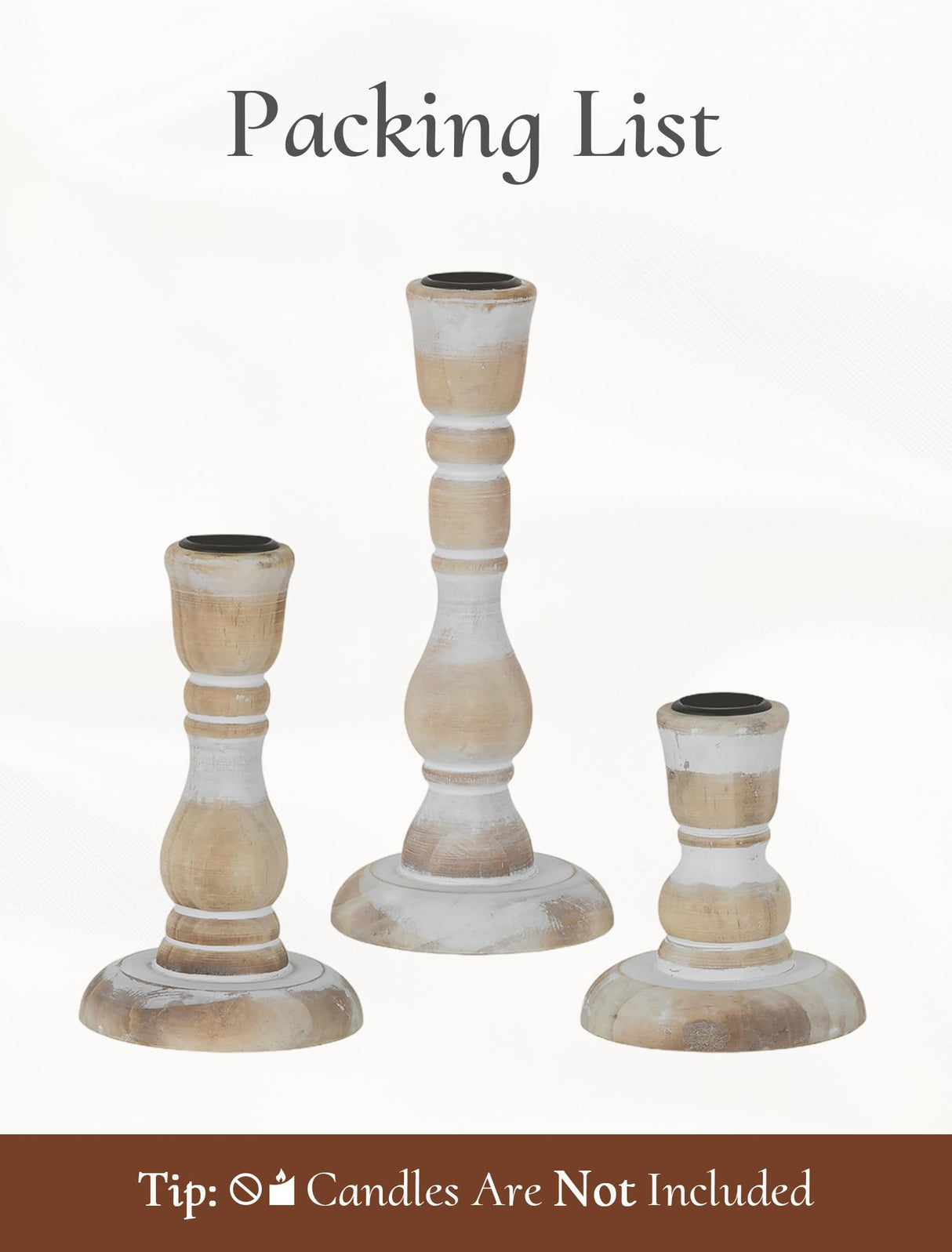 Inweder Wooden Candlestick Holders Rustic: Farmhouse Wood Taper Candle Holders Boho Candle Sticks Holder Decor for Home Dinning Table Mantle Party Holiday Christmas Wedding Set of 3 Inweder