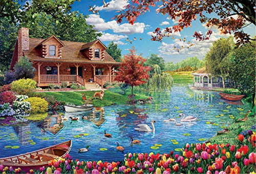 Educa - Lake House - 5000 Piece Jigsaw Puzzle - Puzzle Glue Included - Completed Image Measures 61.75" x 42.25" - Ages 14+ (19056) Educa