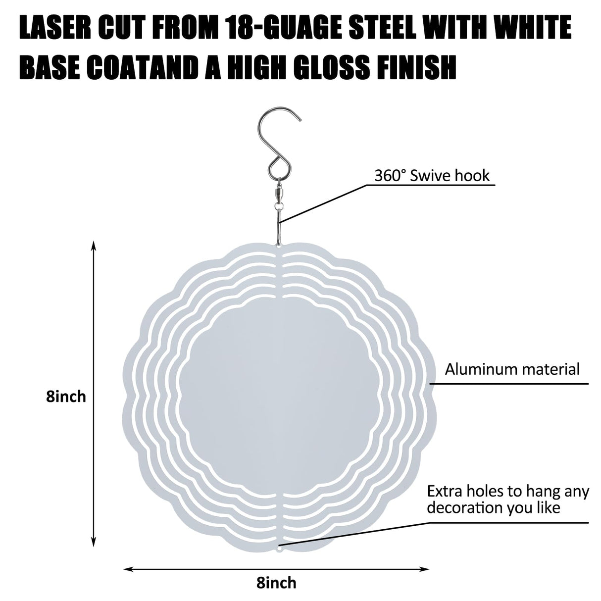 10 Pack Sublimation Wind Spinner Blanks 8 Inch,3D Aluminum Wind Spinner Sublimation DIY Crafts Ornaments for Indoor Outdoor Garden Yard LWestine