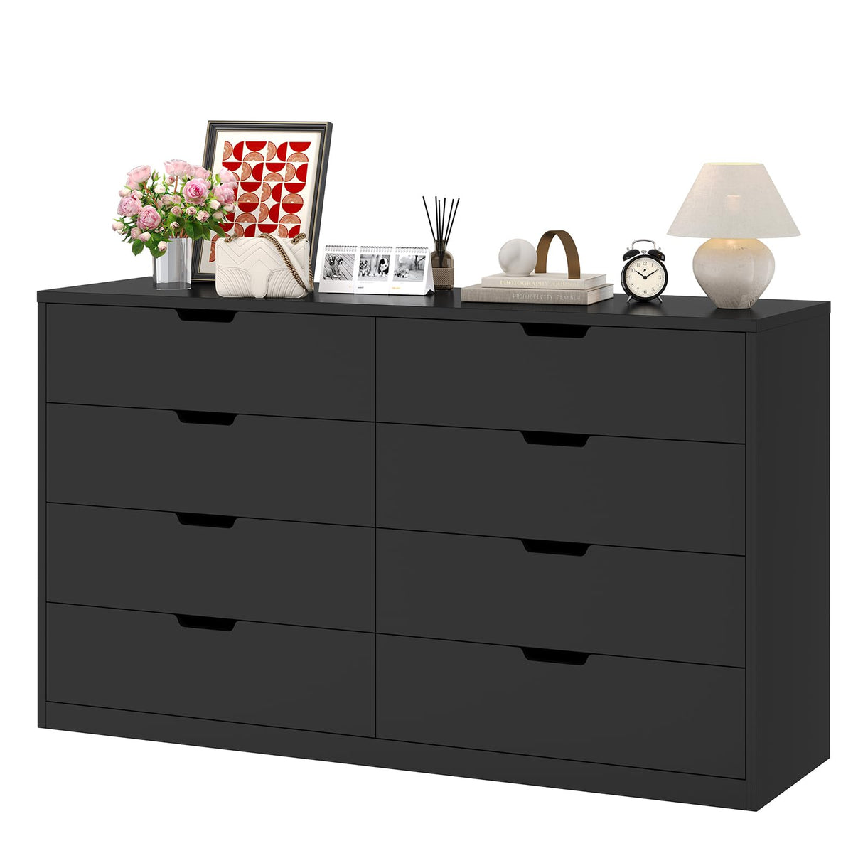 HAUOMS Modern 8 Drawer Dresser, Black Chest of Drawers for Bedroom,Closet Dressers with Drawers for Living Room, Entryway, Hallway HAUOMS