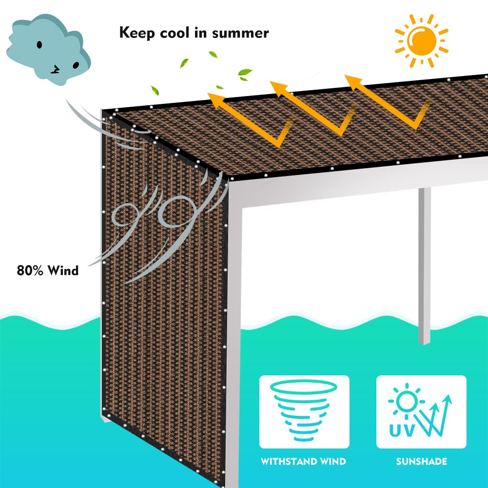 90% Shade Cloth Sun Shade Fabric Privacy Screen Shade Cover for Patio Garden Pergola Shade Cover Canopy with Gromments EMERIT