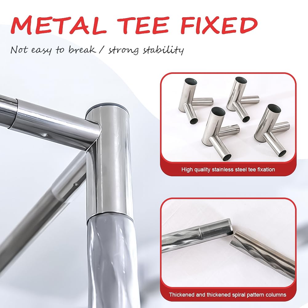 JNTKE Canopy Bed Frame, 4 Corners Stainless Steel Bed Mosquito Net Frame Bracket, King Metal Four Corner Bed Mosquito Netting Bracket for Bedroom Decoration, 78"x 78"x 78" JNTKE