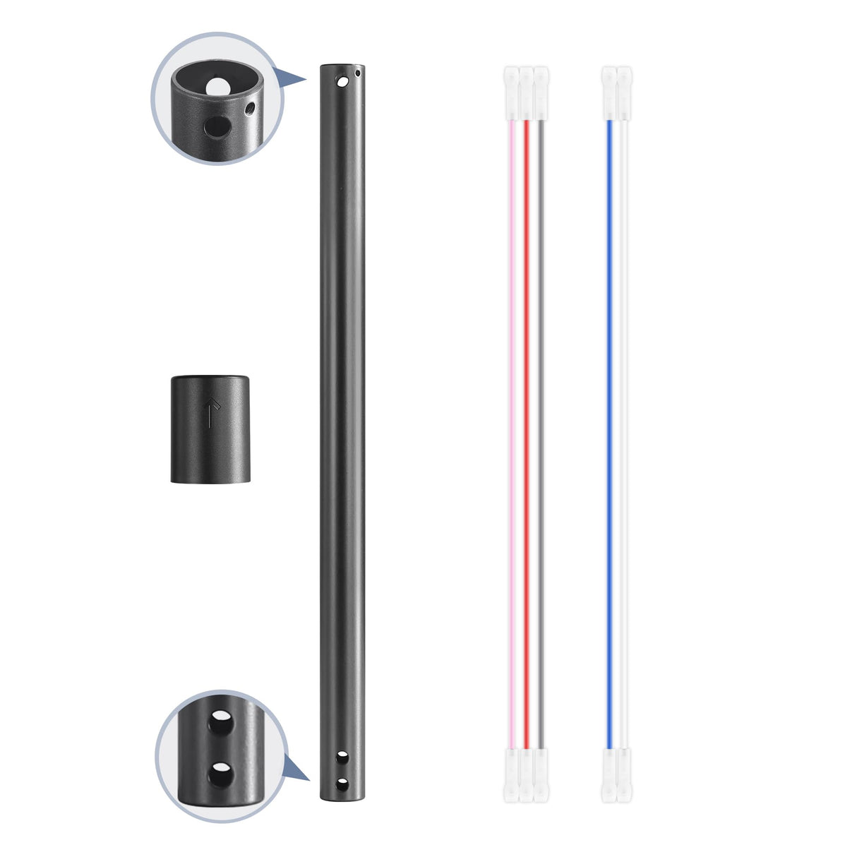 ZMISHIBO 36 Inch Ceiling Fan Downrod with Coupler, 1" Diameter and 36" Height Ceiling Fan Extension Rod with Wires, Downrods Extension for Most of Ceiling Fans, Black, Not Threaded ZMISHIBO