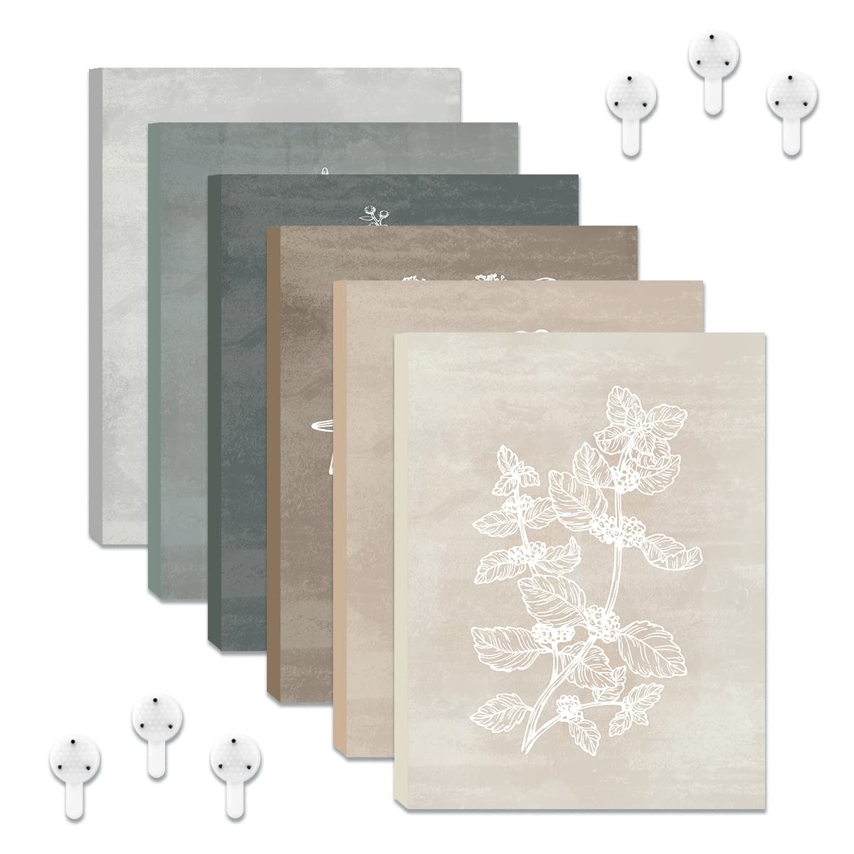 BINCUE Neutral Botanical Plant Canvas 6 Pieces Rustic Farmhouse Wall Art for Living Room Bedroom and Bathroom,Canvas Paintings Print Set Decor 12"x 16" BINCUE