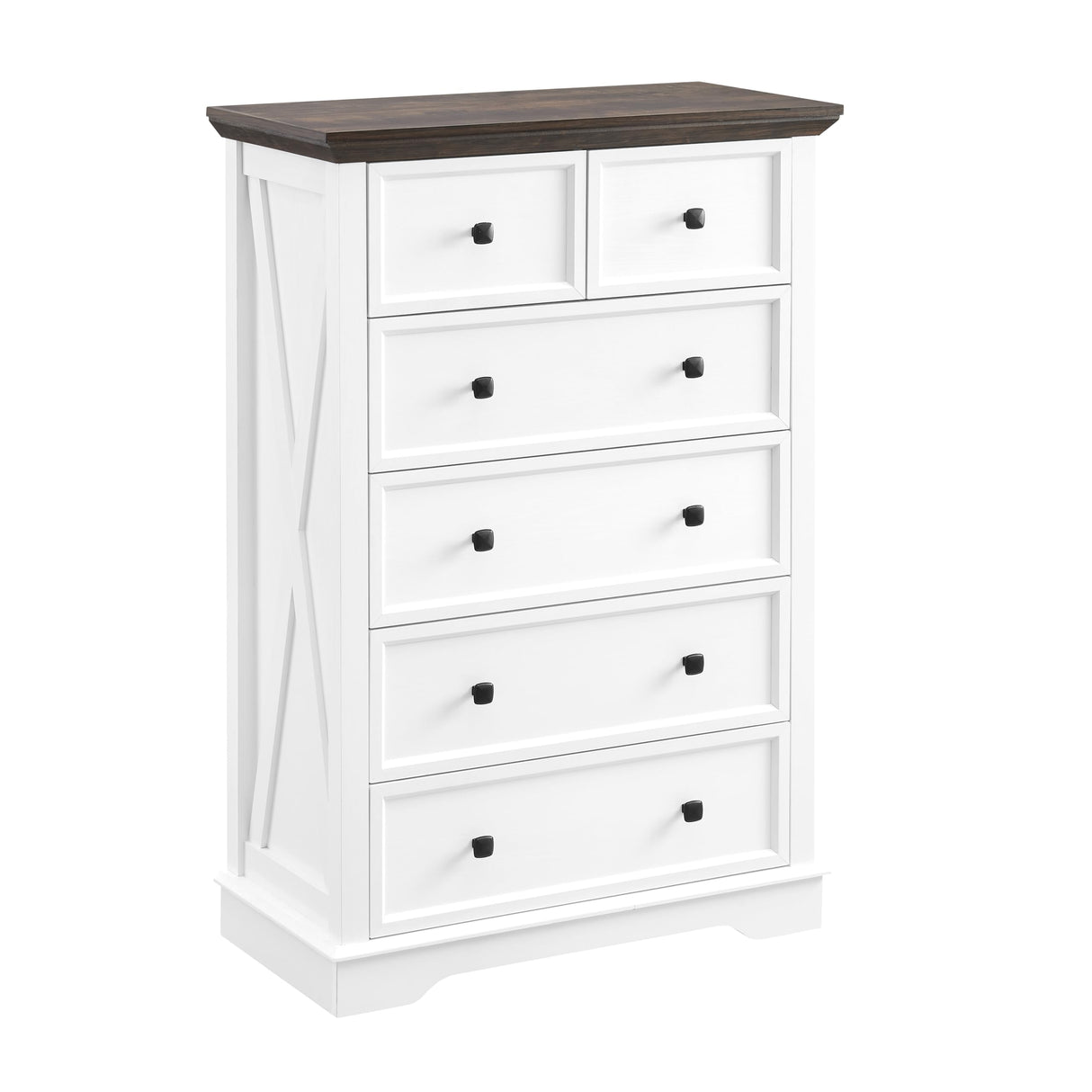 CKEASEAN 6 Drawer Dresser, Farmhouse Dresser, Nightstand Chest of Drawer for Bedroom, Wood Storage Chest of Drawers Storage Cabinet for Living Room, Hallway,Entryway (White, 6 Drawer) CKEASEAN
