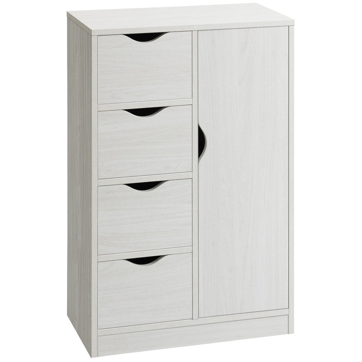 HOMCOM Freestanding Storage Cabinet, Bathroom Floor Cabinet with 4 Drawers and Door, White Wood Grain HOMCOM