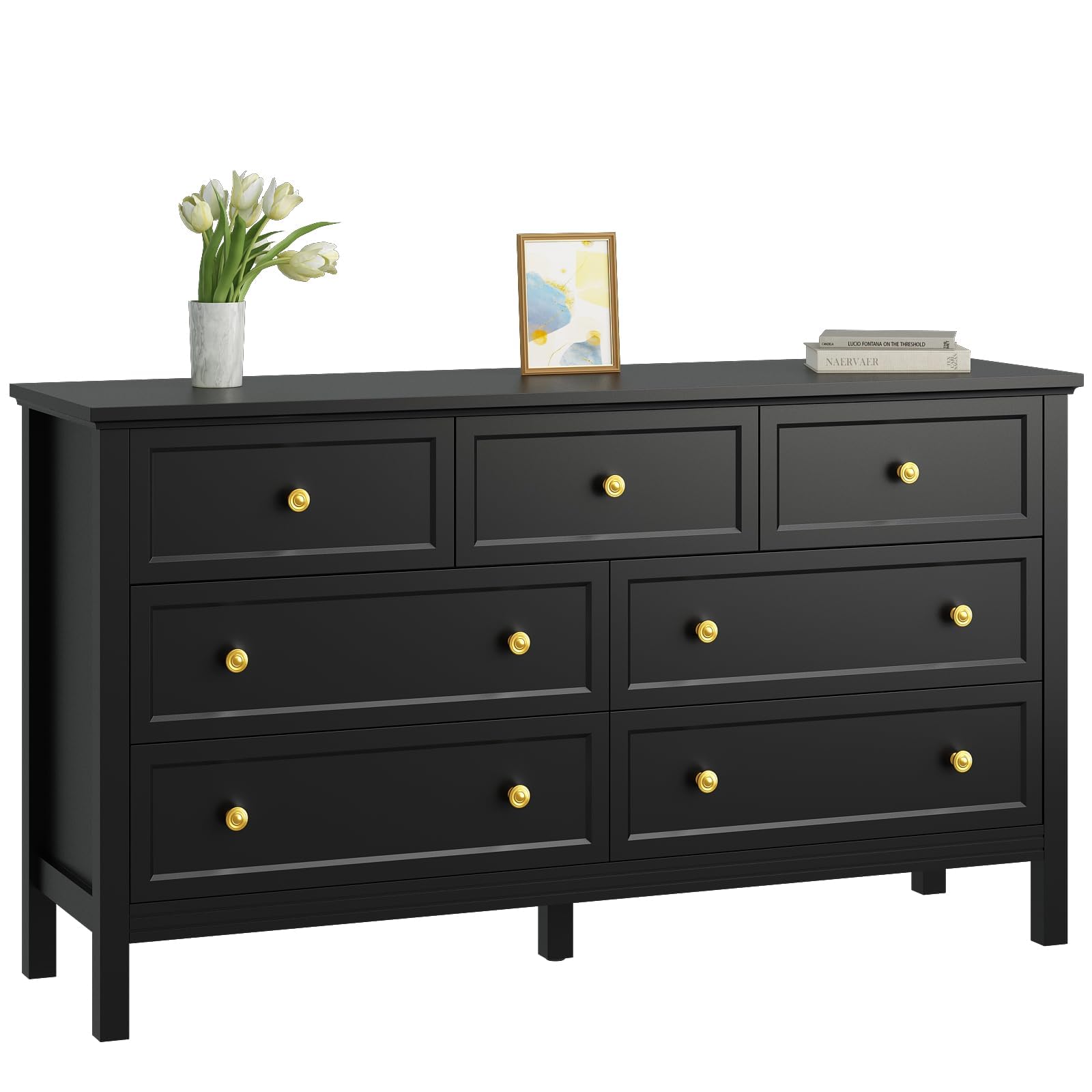 CARPETNAL Black Dresser for Bedroom, 7 Drawer Dresser with Wide Drawer –  WoodArtSupply