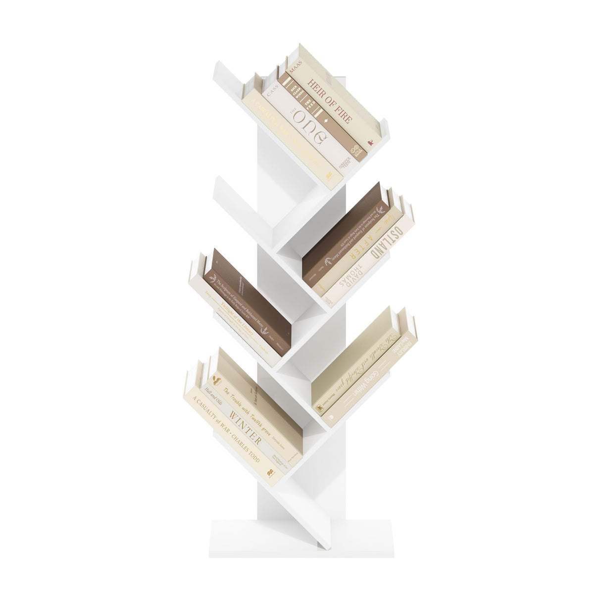 Furinno Tree Book Shelf, 7-Tier Bookshelf, Tree Bookcase for Room Decor, 8.4 x 15.7 x 39.4, for Living Room, Bedroom, Home Office, White Furinno
