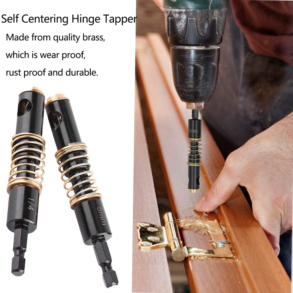 Watris Veiyi Self Centering Hinge Drill, Centering Bits, Hex Shank Center Drill Bit Set, Center Hole Bit, Door Window Cabinet Centering Drill Bits Hinge Opening Tool(5mm&1/4") Watris Veiyi