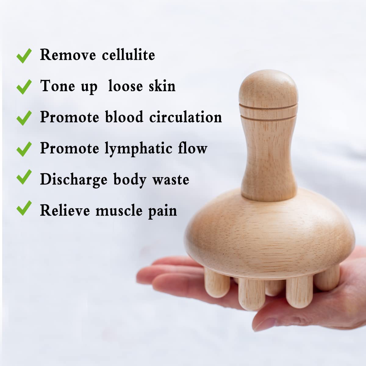 xukele Wood Therapy Mushroom Massage Tools, Wooden Mushroom Massager, Anti Cellulite Lymphatic Drainage Therapy Massage Cup Tools for Body Shaping xukele