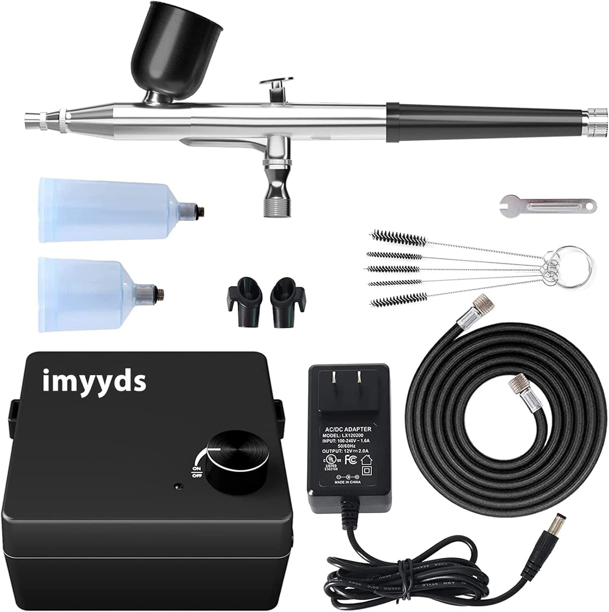 imyyds 40PSI Airbrush Kit with Compressor, Stepless Adjustable Air Brush Kit with Air Compressor, Portable Airbrush Gun Kit, Airbrush Compressor Kit for painting, Nails, Modeling, Cake imyyds