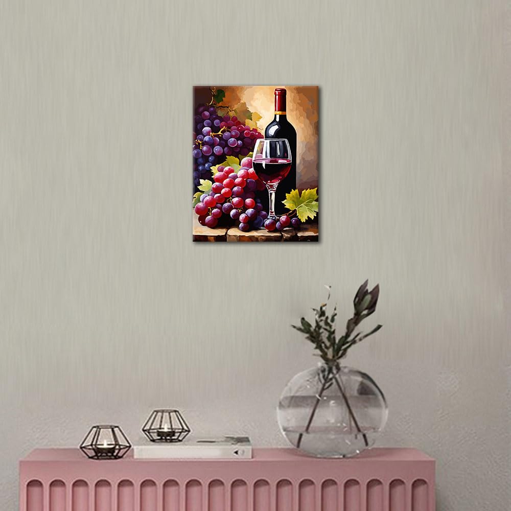 TUMOVO Paint by Numbers Kit for Adults, Elegant Red Wine Bottle with Grapes Still Life Art Painting by Numbers, DIY Canvas Kit for Beginners, Sip and Paint Kit for Adults(16x20 Inch) TUMOVO