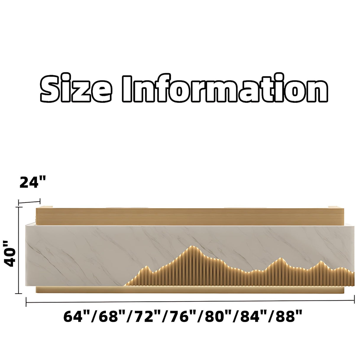 ZGNBSD Reception Desk - Modern Front Desk with Hidden LED Lighting, Customizable Logo, No Assembly Required, Ideal Checkout Counter, Stylish Retail Counter for Professional Spaces (White A, 84") ZGNBSD