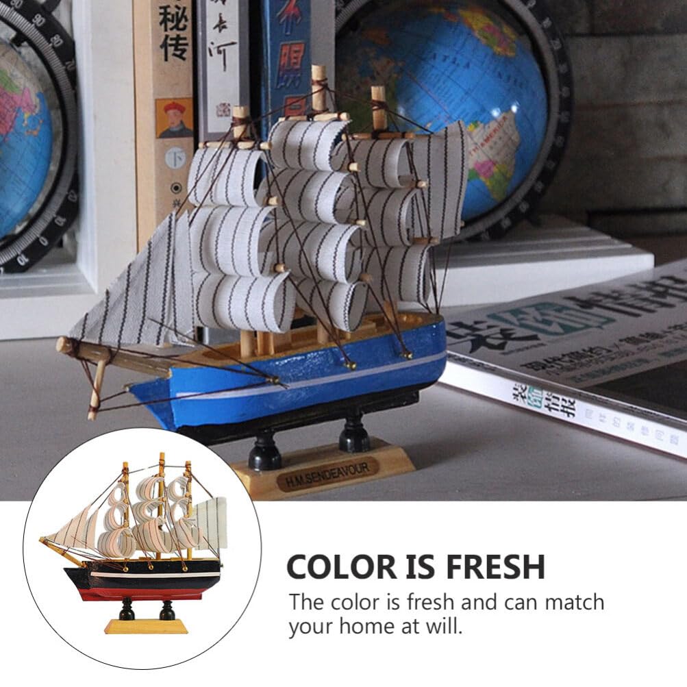 Wooden Sailboat Model Small Sailboat Ornament Retro Ship Decor Nautical Tabletop Boat Decoration Antique Boat for Home Office Ocean Theme Party (4.3 * 4.7in) Veemoon
