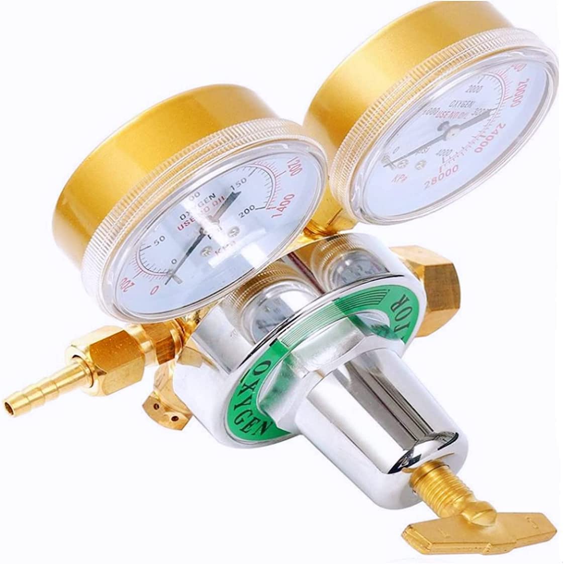 Baotkere 2pcs Dual Welding Gas Regulators, Oxygen (CGA-540) and Acetylene (CGA-510) Combo Brass Gauges Two-piece Suit Compatible with Victor Harris Torch Cutting kits Baotkere