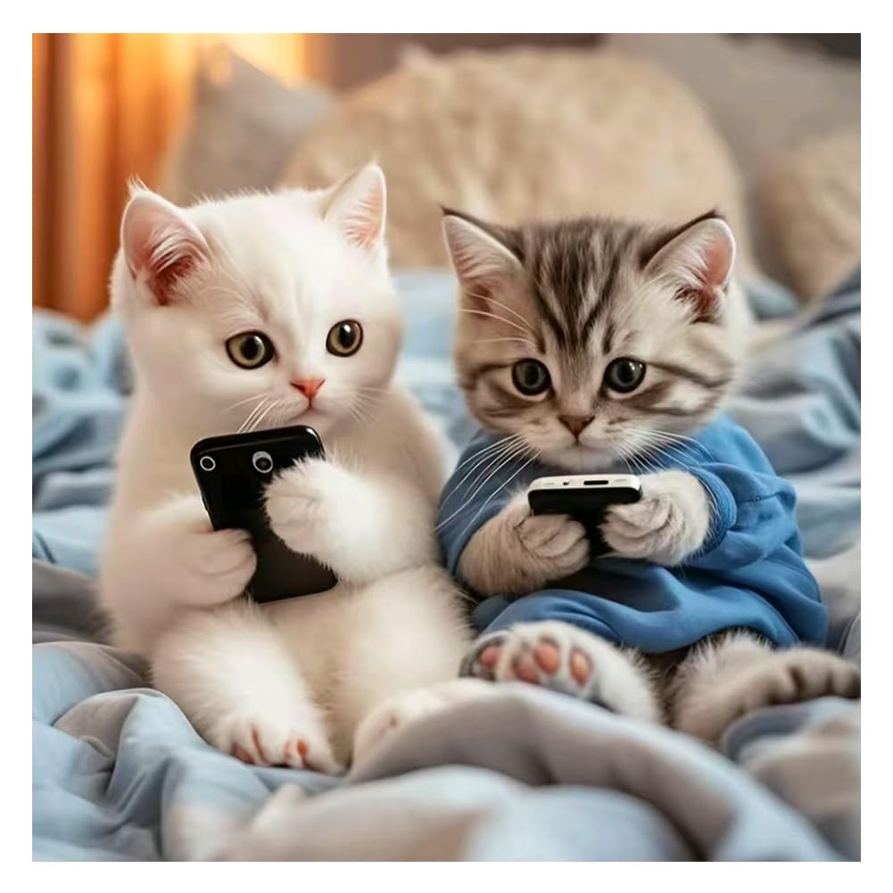 hill froeistung 5D Cat Diamond Art Painting Kits for Adults,Beginners,Cute Animal, DIY Full Drill Diamond Art Painting for Wall Decor,12x12inch hill froeistung