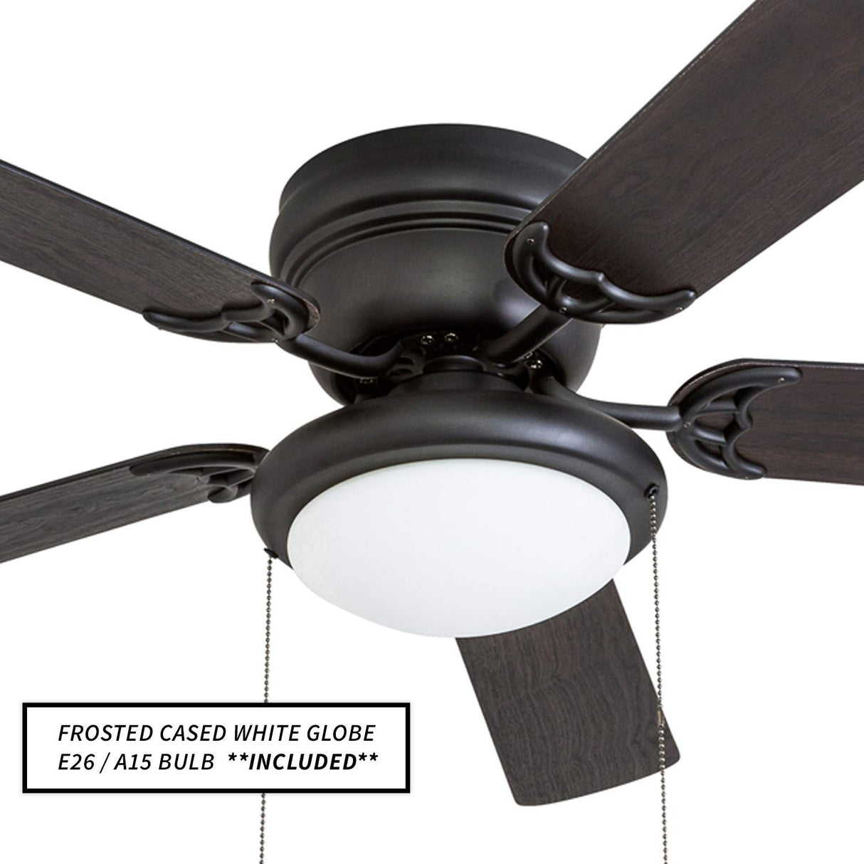 Portage Bay 50251 Hugger 52" Matte Black West Hill Ceiling Fan with Bowl Light Kit Portage Bay