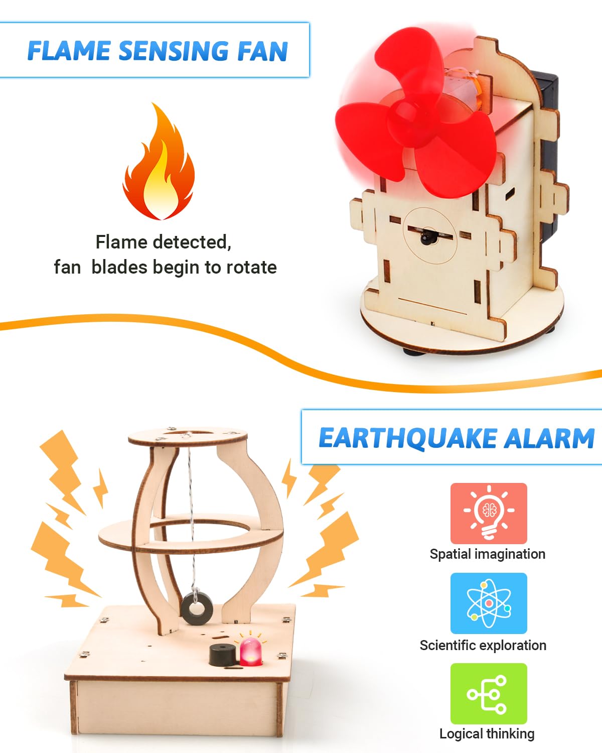 Poraxy STEM Kits for Kids Ages 8-10-12, 5 Set Wooden 3D Puzzles, Educational Science Experiment Building Projects Crafts, Toys for Ages 8-13, Birthday Gifts for Boys Girls 8 9 10 11 12 13 Years Old Poraxy