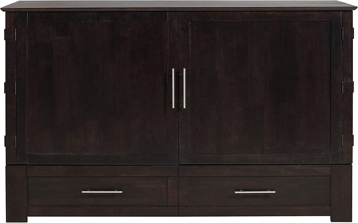 Mega Solutions Emurphybed Daily Delight Murphy Cabinet Chest Bed with Charging Station 8 Inch, Queen (Java) Mega Solutions