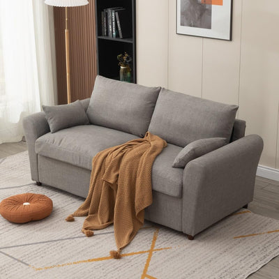 Panana Modern 2 Seater Loveseat Sofa Couch with Storage, Dark Grey or Light Color, Choice of Curved, Sock or Track Arm Design (Light Gray, 3 Seater - Track Arms)