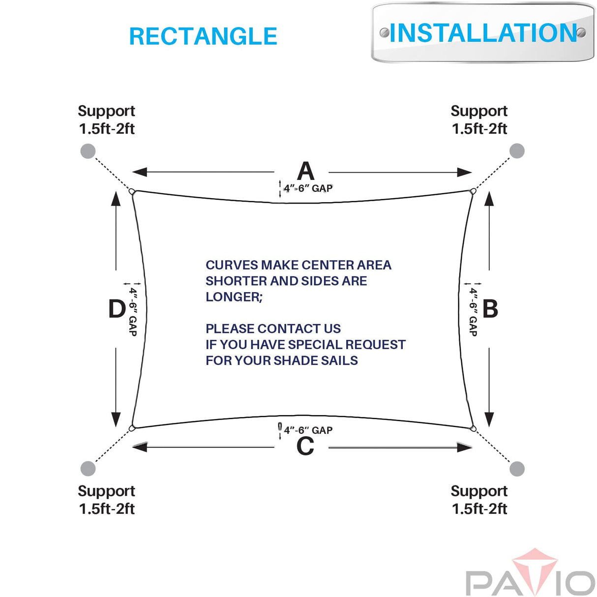 Patio Paradise 10' x 15' Sun Shade Sail Waterproof Gray Rectangle Shade Canopy UV Block Tarp Cloth Outdoor Patio Cover for Garden Backyard Deck Awning Patio