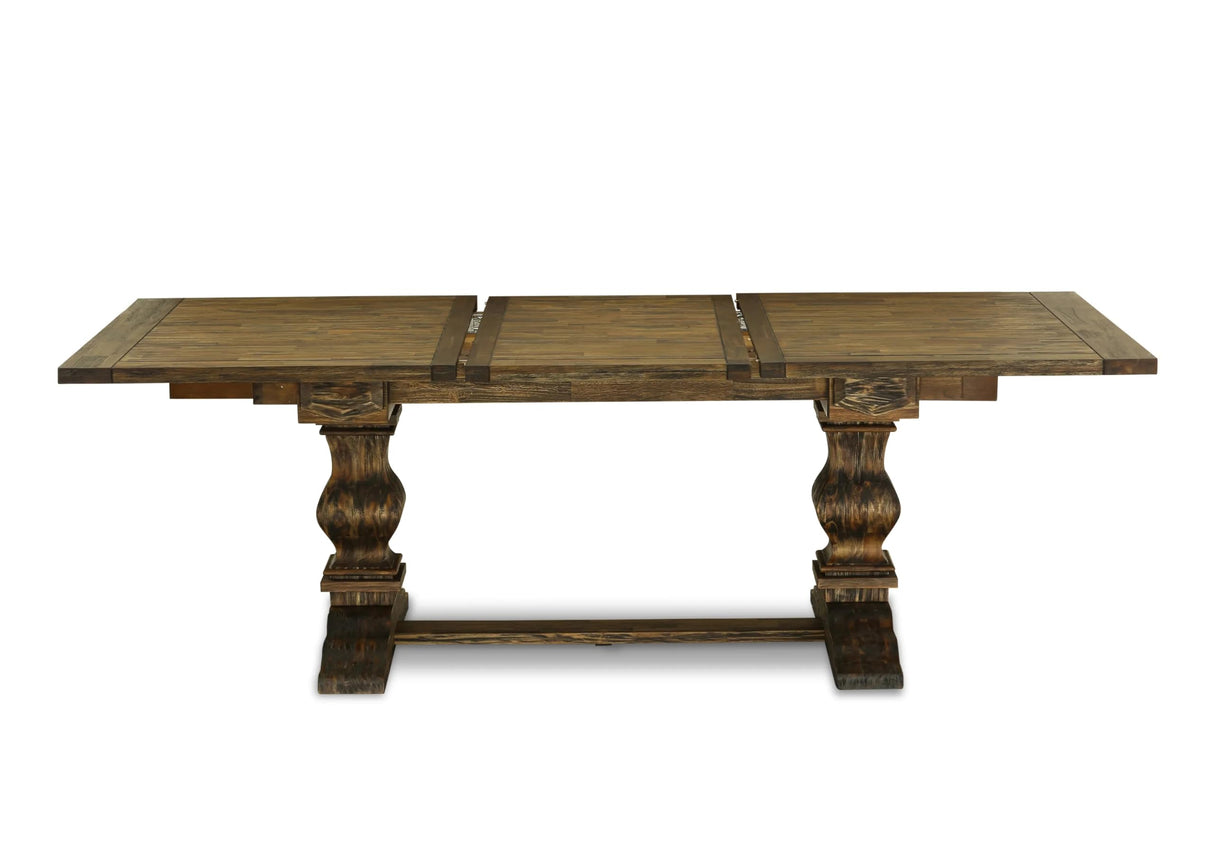 East West Furniture LAAS9-07-T25 9 Piece Table Set Consists A Wood Dining Table and 8 Black Textured Polyester Fabric Parson Dining Chairs, Distressed Jacobean East West Furniture