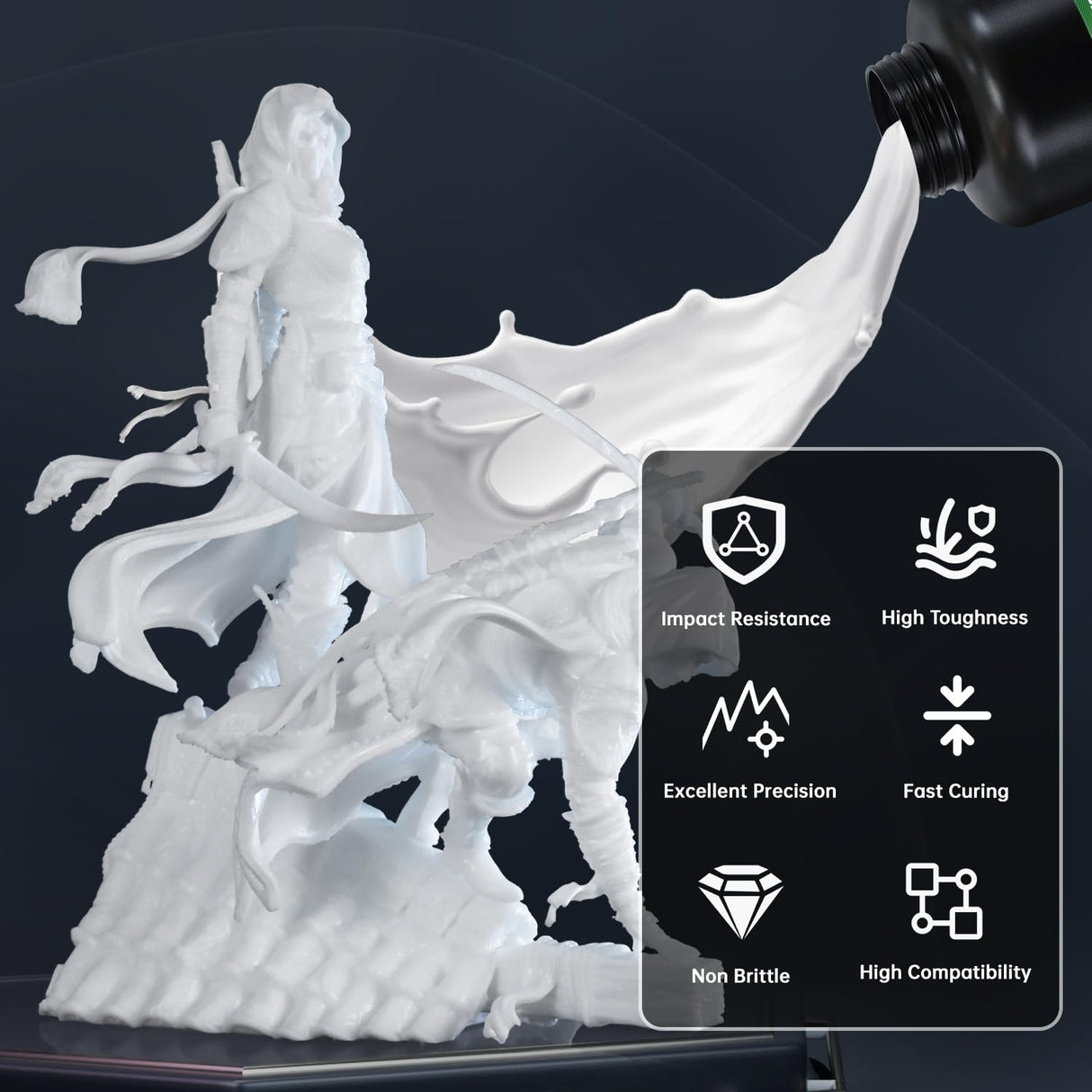 Uniformation PLA Plant-Based Resin Biodegradable UV Curing Resin 405nm for LCD 3D Printer, Low Odor,High Precision (ABS White, 1000g) Uniformation