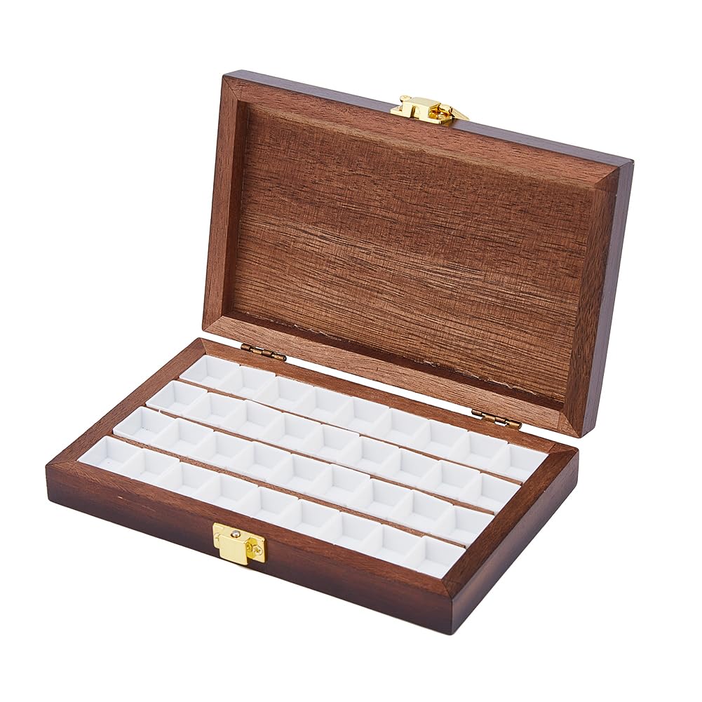 DICOSMETIC 36 Grids Bamboo Watercolor Paint Palette Box Wood Color Artist Paint Tray Empty Watercolor Case Wooden Travel Box for Painters Painting DICOSMETIC