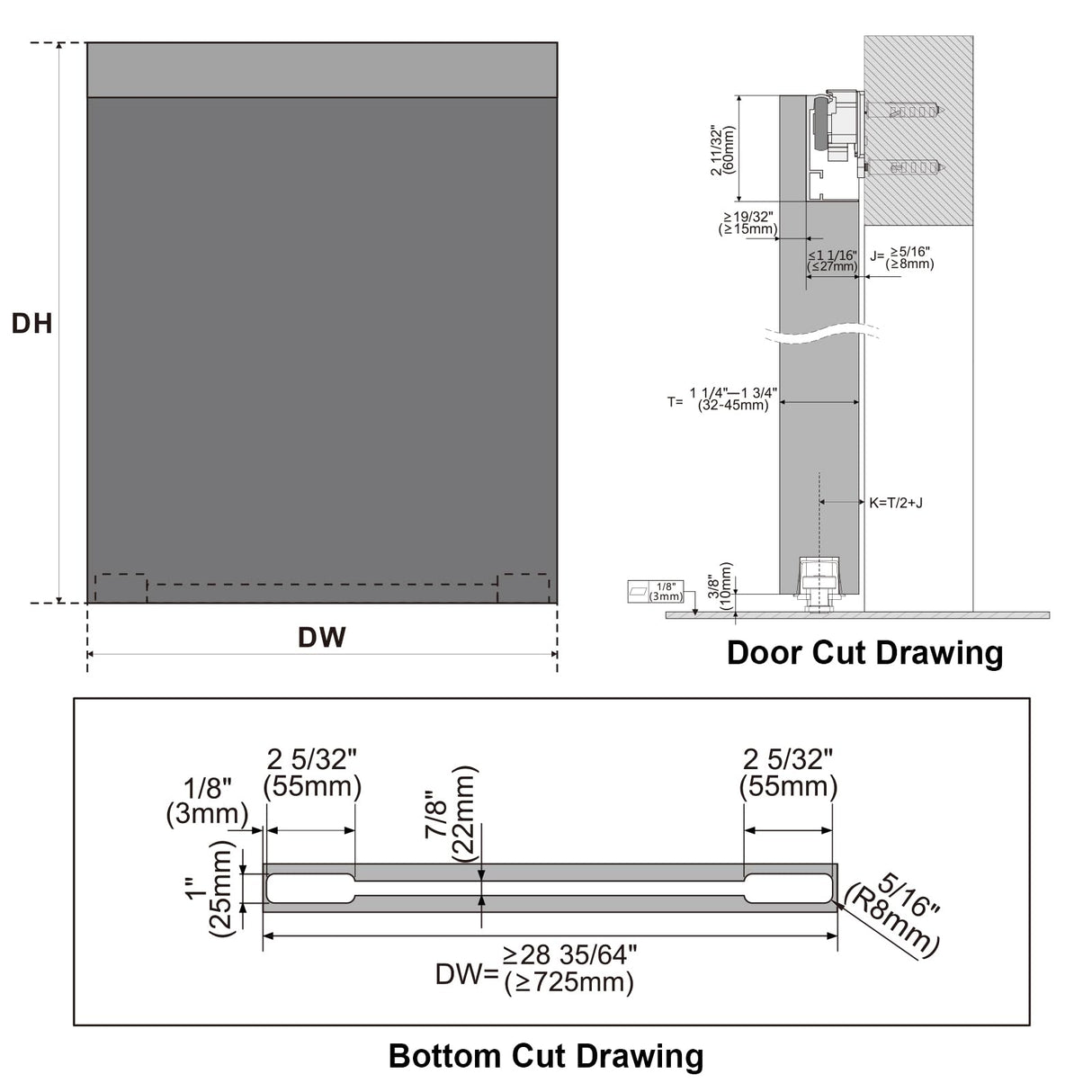 SMARTSTANDARD 40" Concealed Sliding Barn Door Hardware Kit with Soft Close Mechanisn, Wall Mount Concealed System, Aluminum (Door Not Included) SMARTSTANDARD