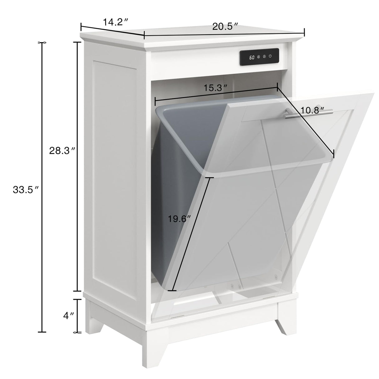 FiveWillowise Tilt Out Trash Cabinet, Kitchen Trash Can Cabinet w/Negative ion and deodorizing Function, Dog Proof 20 Gallon Garbage Can Cabinet for Kitchen, Bathroom, Living Room, White FiveWillowise