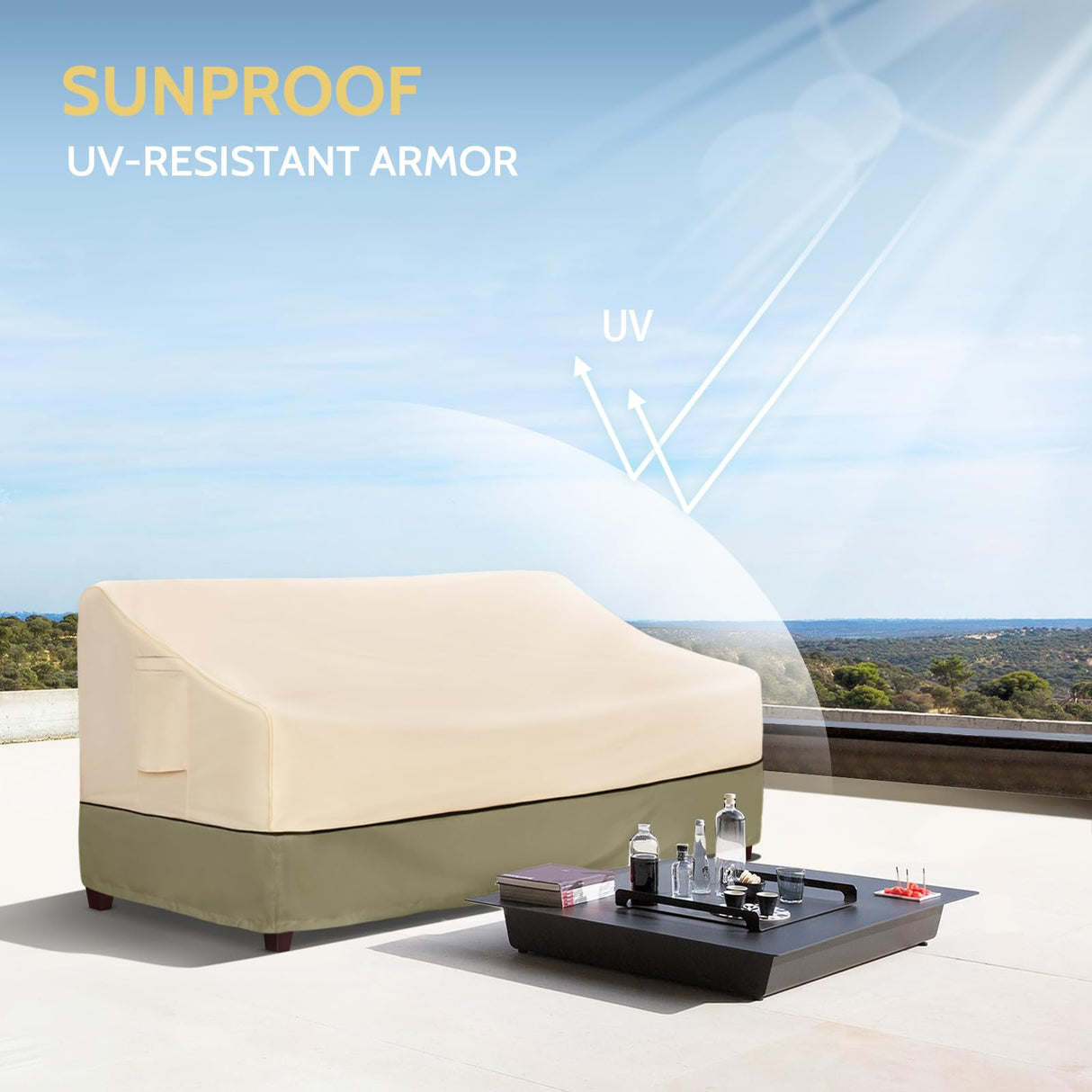 COSFLY Patio Furniture Covers Waterproof, Outdoor 3-Seater Sofa Cover Heavy Duty Fits up to 79W x 38D x 35H inches COSFLY
