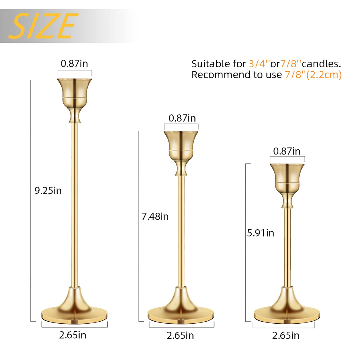 Candlestick Holders,Taper Candle Holder for Candlesticks Gold Brass Vintage Candle Stick Candle Holder Candelabra Candle Holder for Fireplace Party Dining Home BEZURA