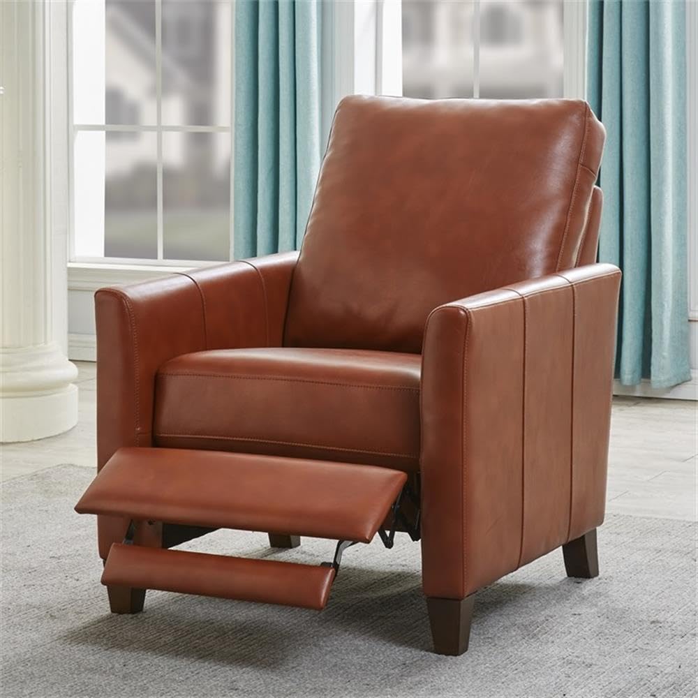 Comfort Pointe Penny Caramel Brown Faux Leather Modern Push Back Recliner Comfort Pointe