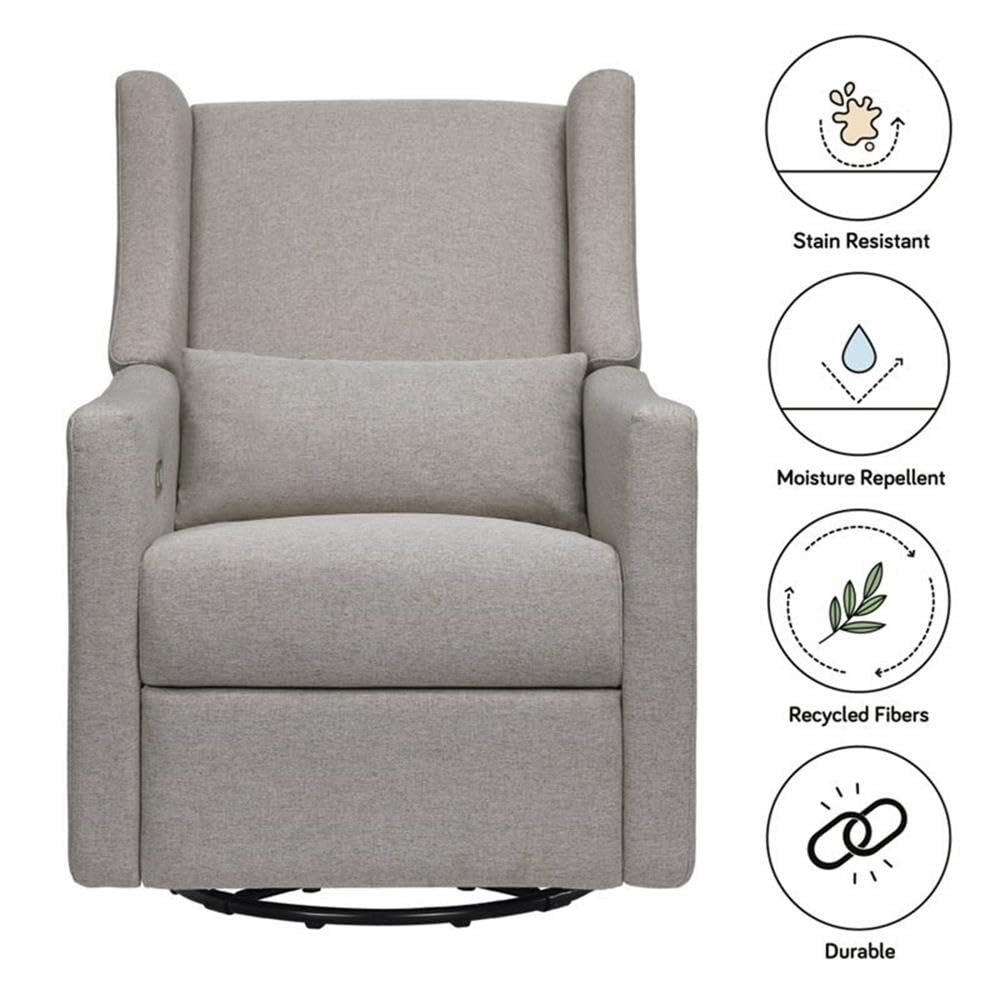 Babyletto Kiwi Electronic Power Recliner and Swivel Glider with USB Port in Performance Grey Eco-Weave, Water Repellent & Stain Resistant, Greenguard Gold and CertiPUR-US Certified babyletto